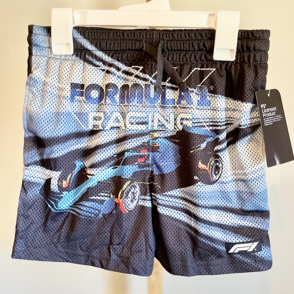 Formula 1 Racing Kids Mesh Athletic Shorts Blue Black F1 Licensed NEW M